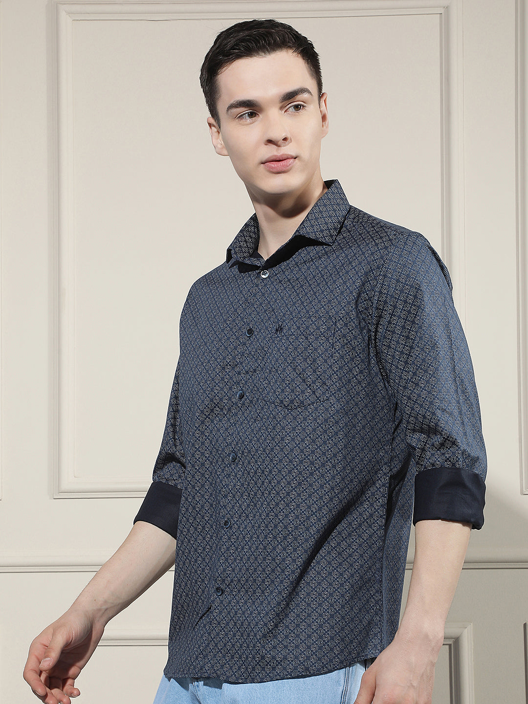 Refined Deep Blue Printed Shirt