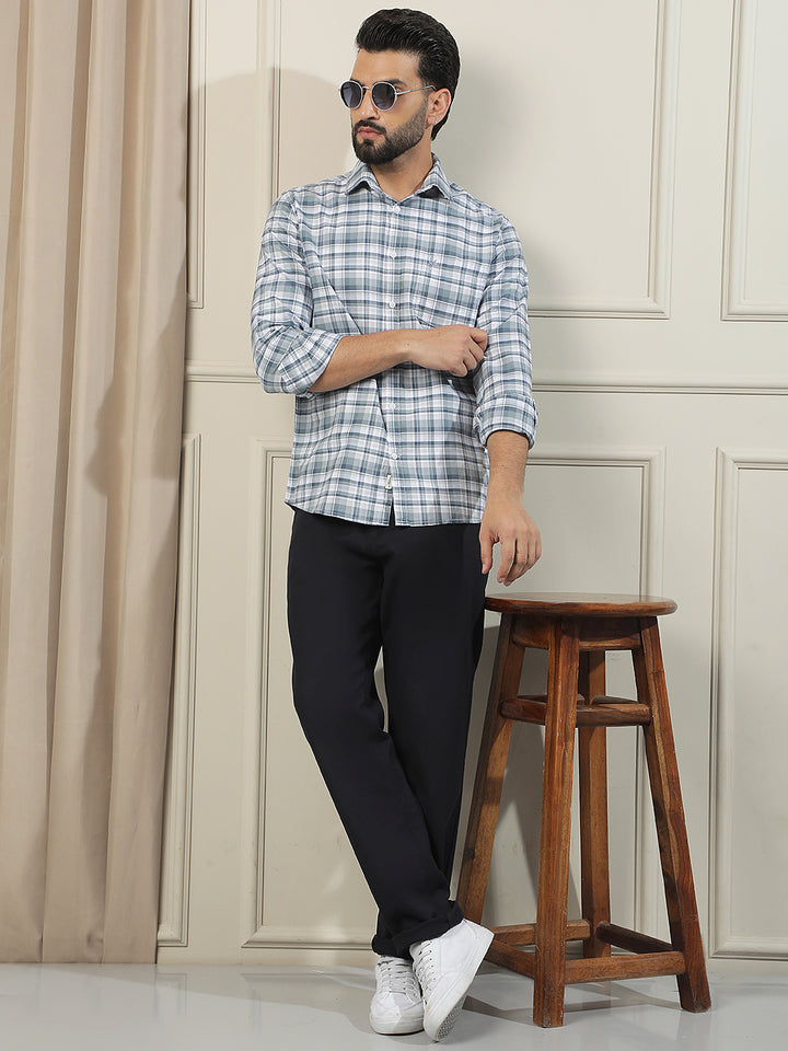 Grey Checked 100% Cotton Shirt