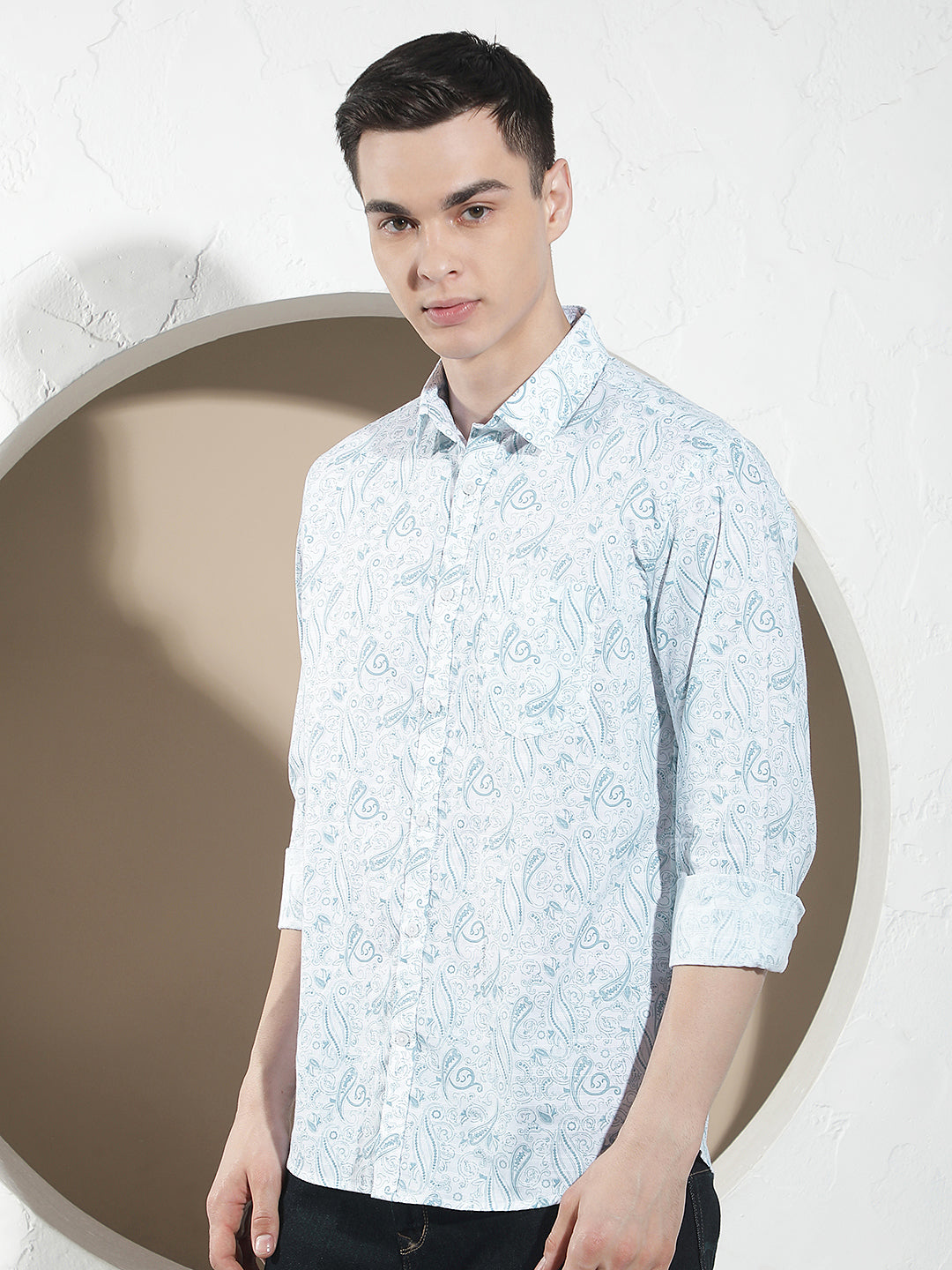 Blue Botanical Print Shirt
