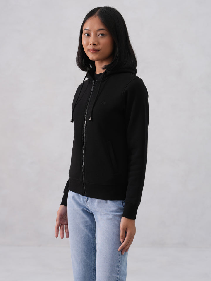 Black Hooded Neck Sweatshirt
