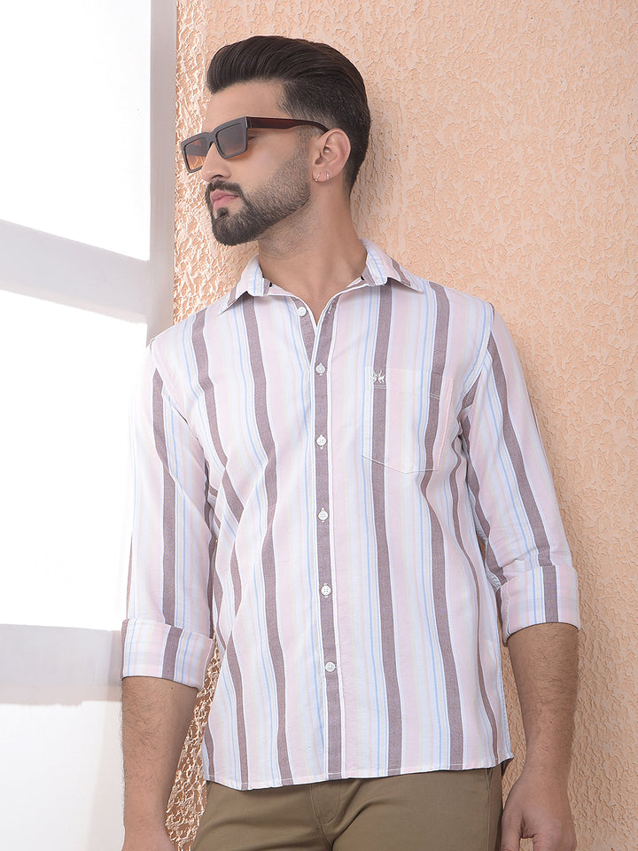 Multi-Color Vertical Stripes 100% Cotton Shirt