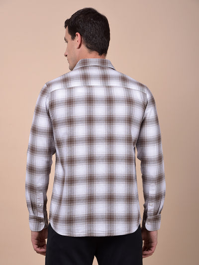 Brown Checked 100% Cotton Shirt