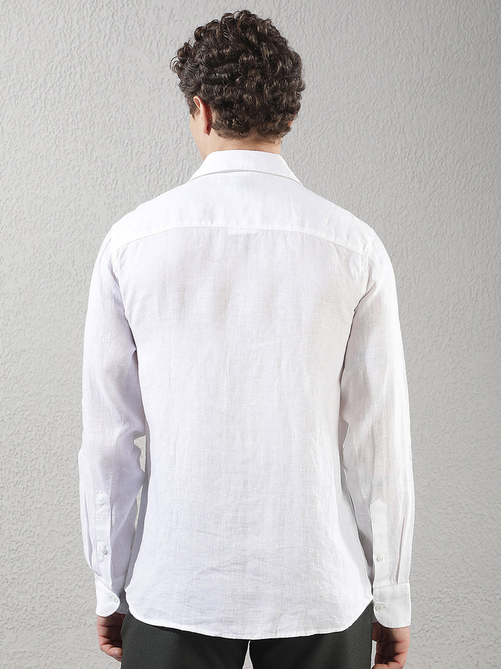 Sleek Pure White Linen Shirt