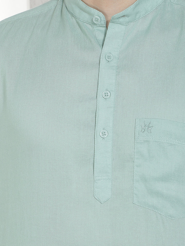 Urban Earthy Green Linen Kurta