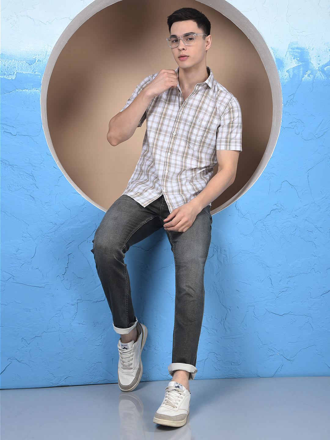 Yellow Checked 100% Cotton Shirt