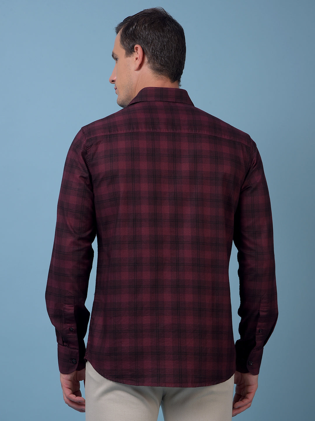 Maroon Checked 100% Cotton Shirt