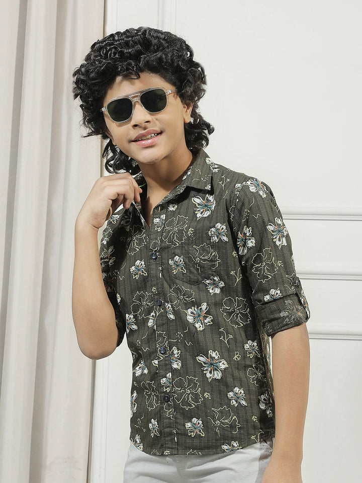 Green Floral Print Shirt