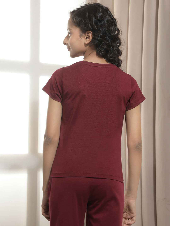 Maroon Graphic Print T-Shirt