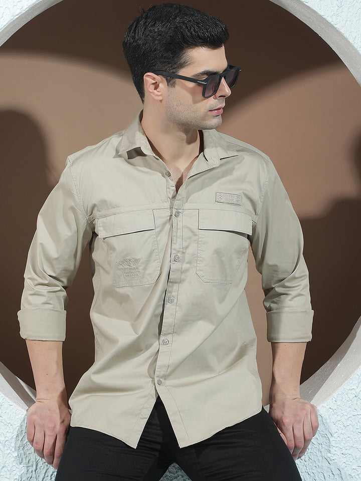 Beige Double Pocket Shirt