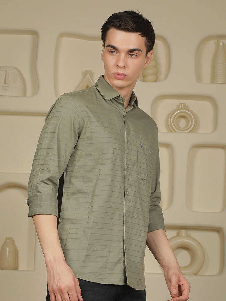 Green Horizontal Stripes Shirt