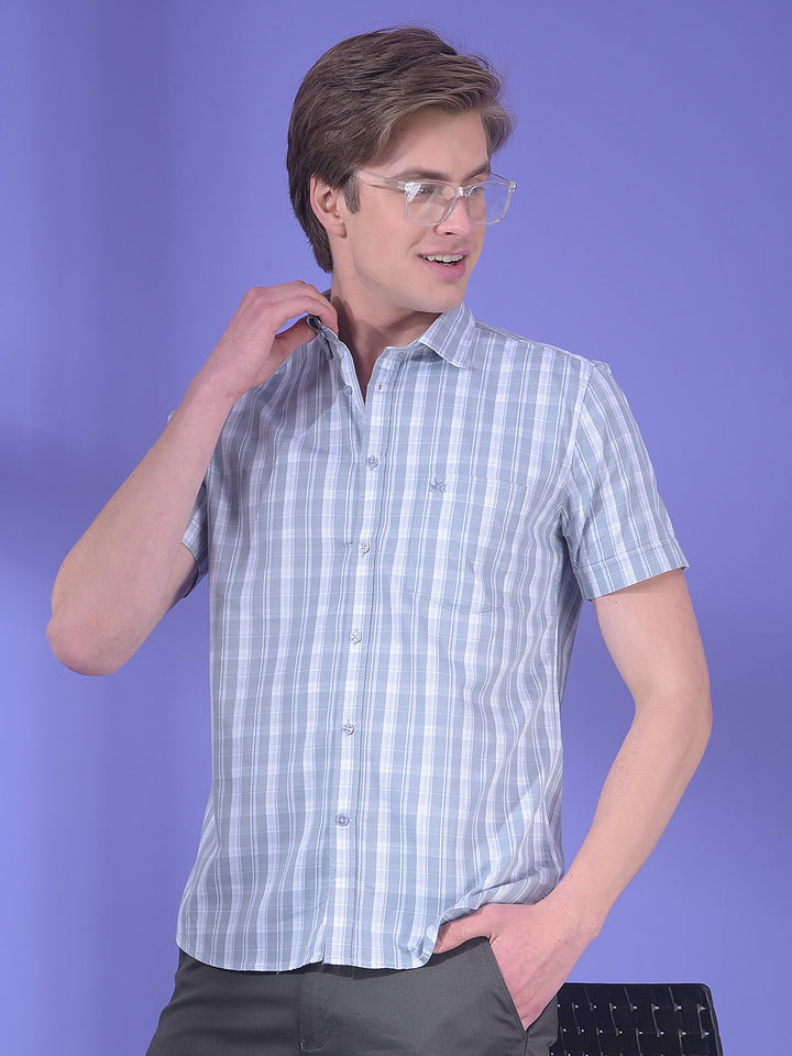 Flint Pearl Grey Checked 100% Cotton Shirt