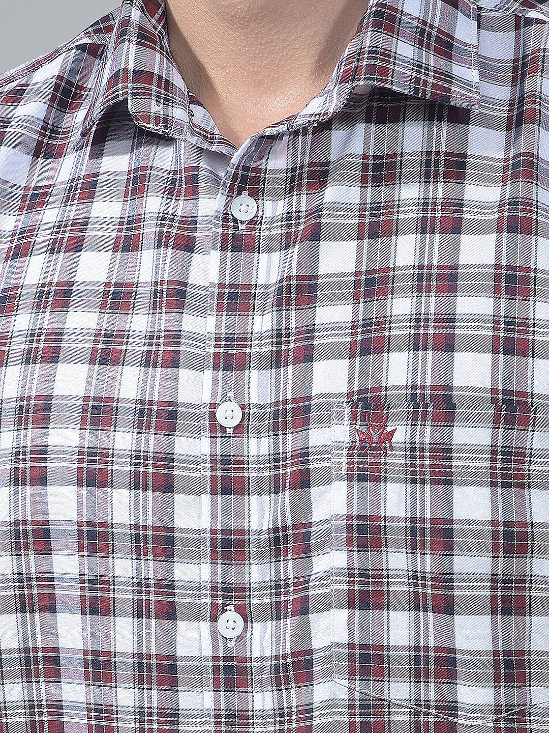 Maroon Smart Checked Casual Shirt