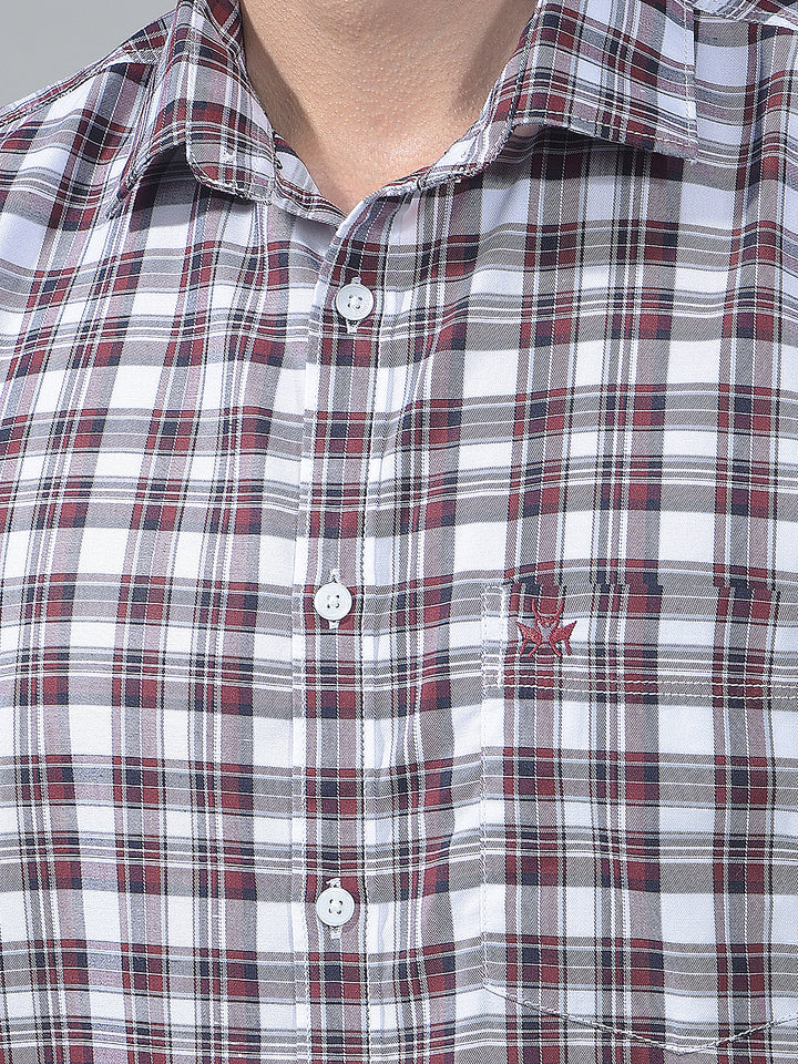Maroon Smart Checked Casual Shirt