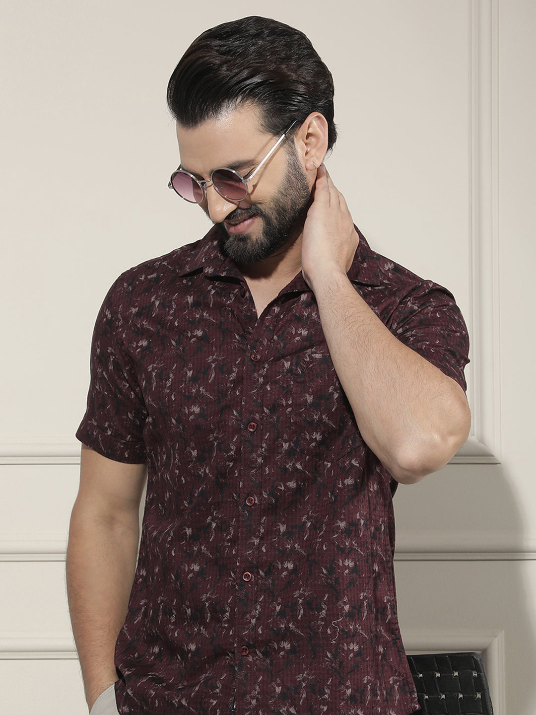 Trendy Maroon Printed Casual Shirt