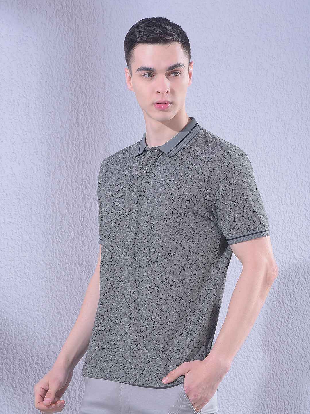 Grey Floral Print T-Shirt