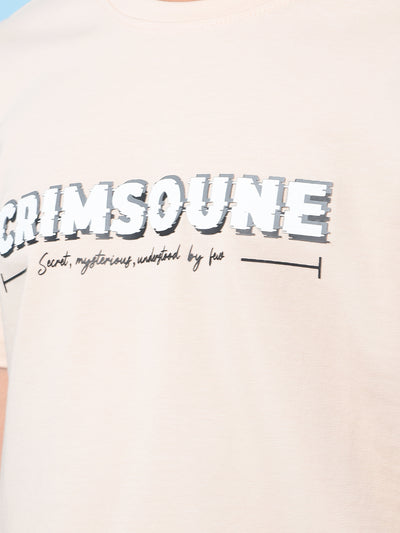 Peach Typographic Print T-Shirt