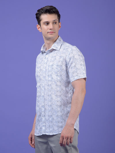 Grey Floral Print Shirt