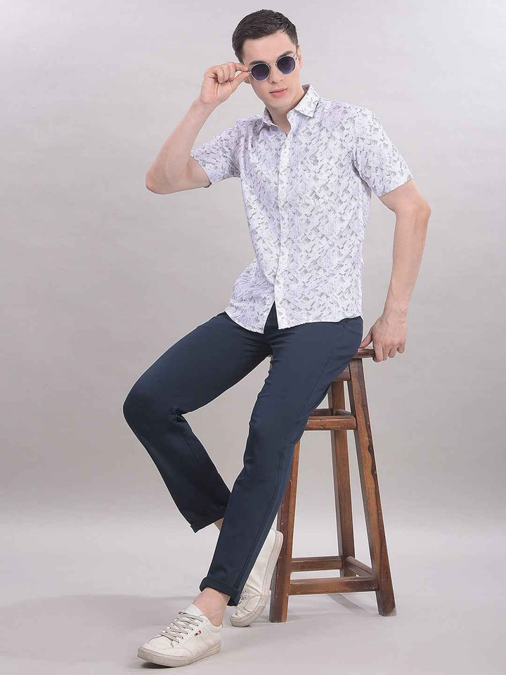 White Graphic Print Shirt