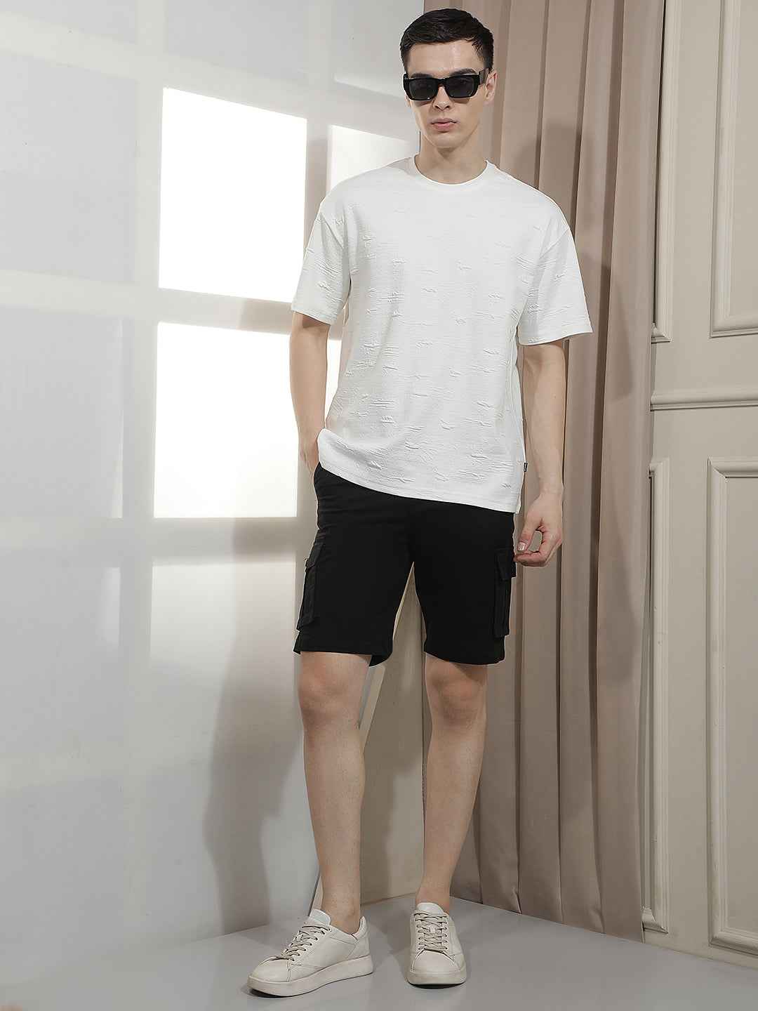 Stealth Black Multi-Pocket Cargo Shorts