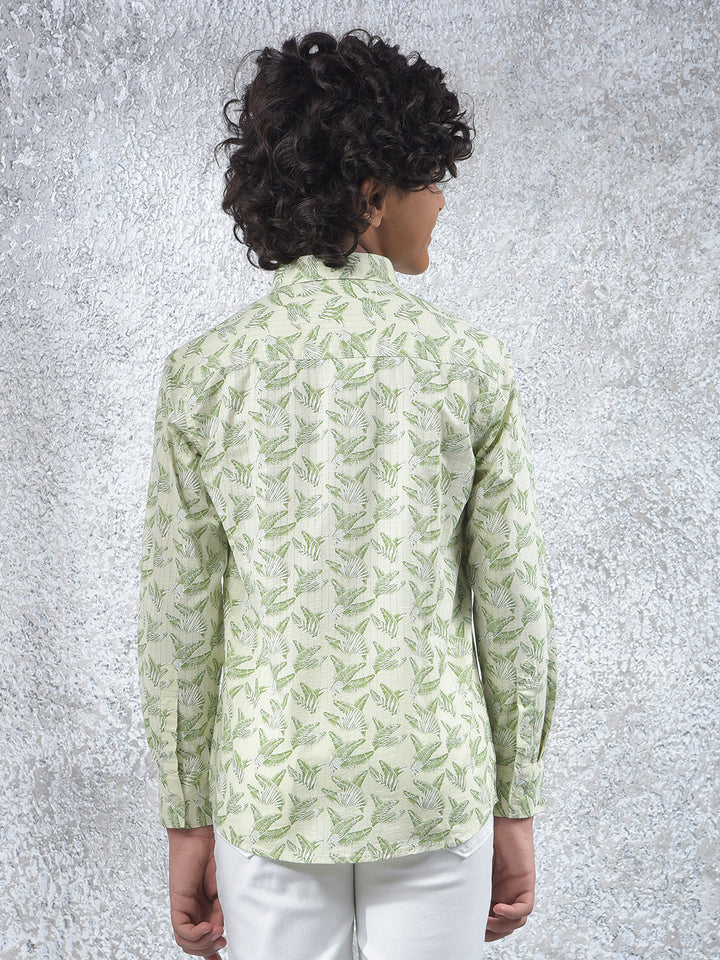 All-Day Comfort Green Floral Print Shirt