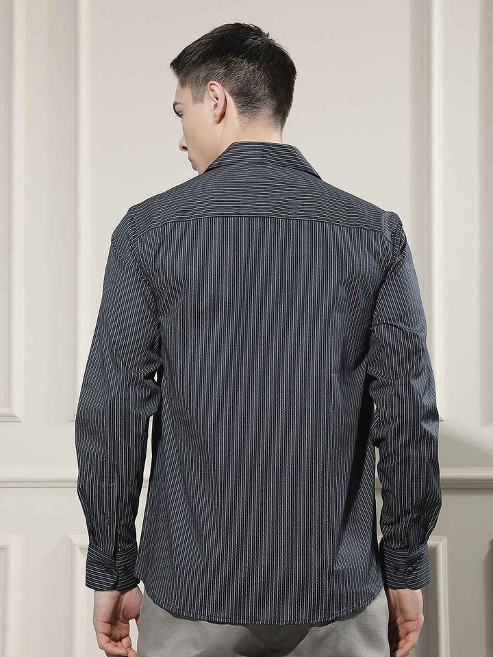 Navy Blue Printed Shirt