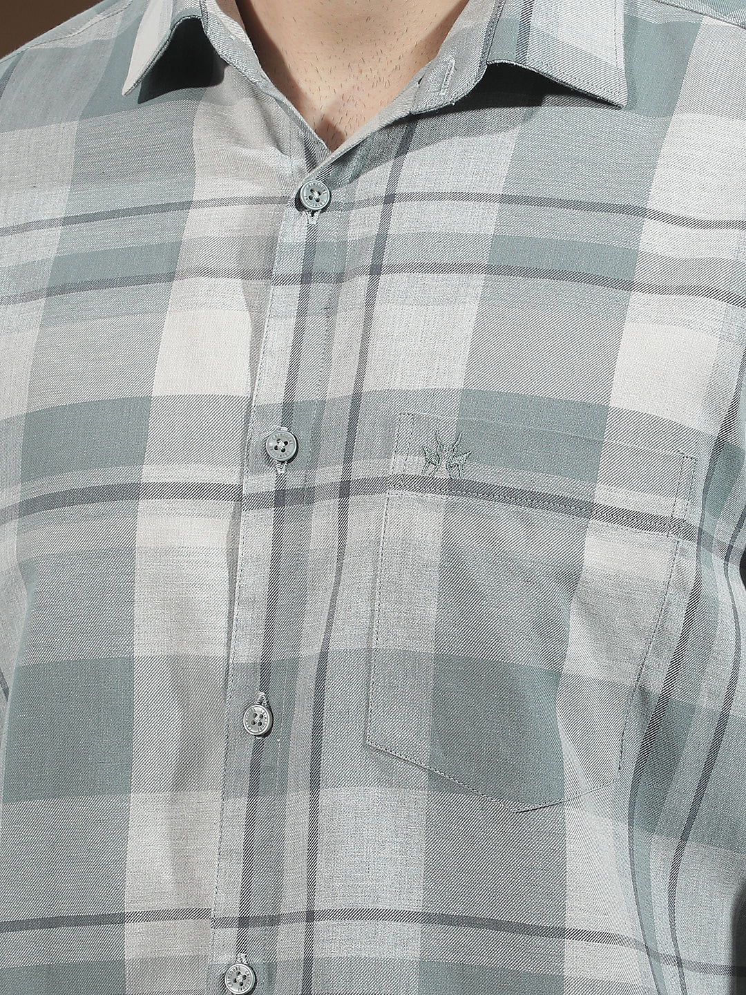Green 100% Cotton Checked Shirt
