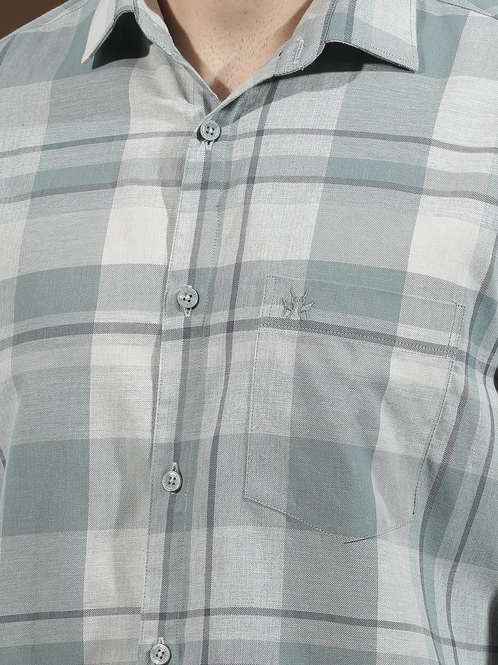 Green 100% Cotton Checked Shirt