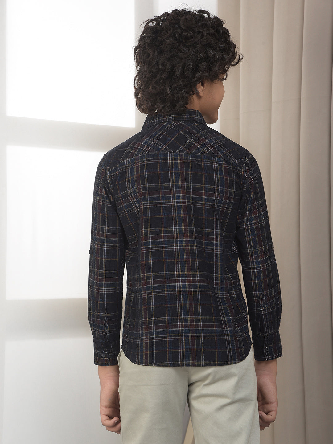Multi-Color 100% Cotton Corduroy Check-Shirt