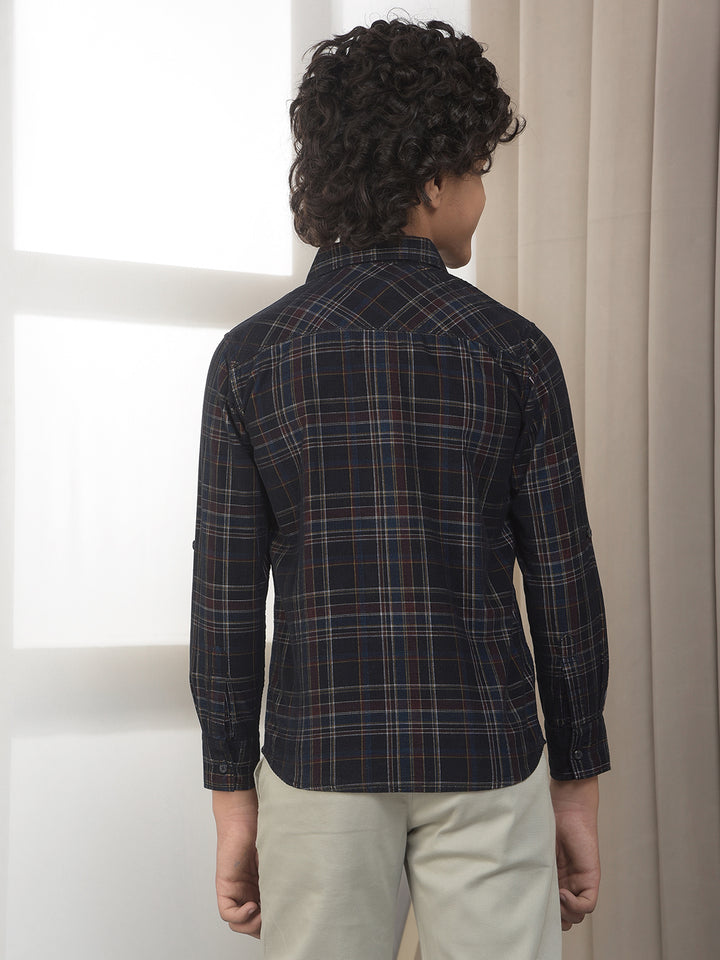 Multi-Color 100% Cotton Corduroy Check-Shirt