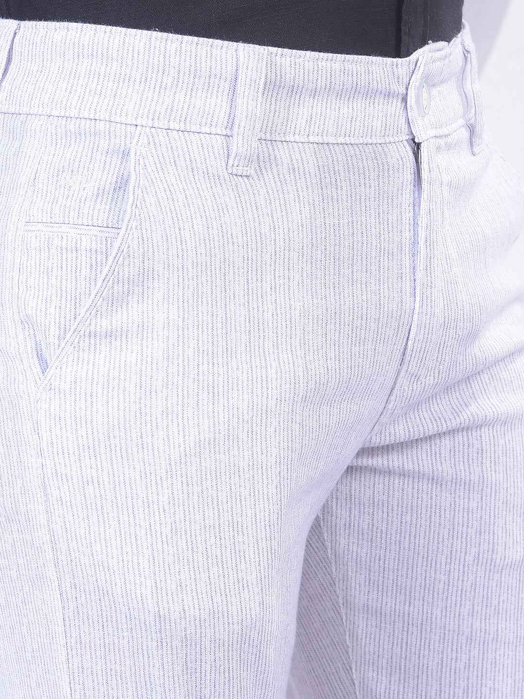 White Vertical Stripes Trousers