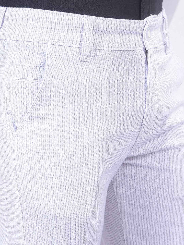 White Vertical Stripes Trousers