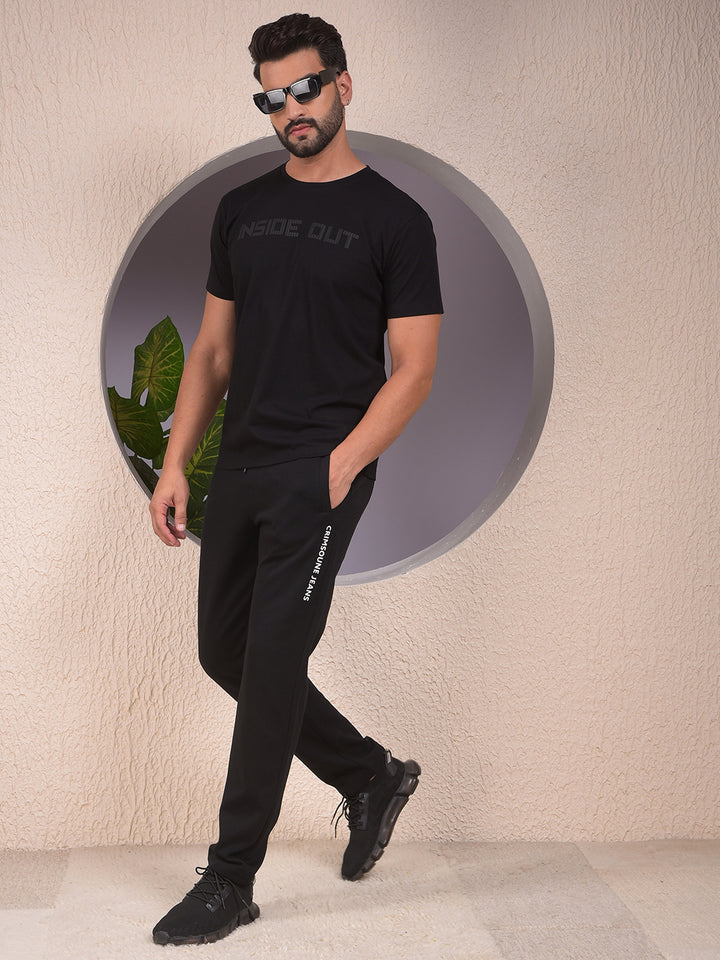 Black Typographic Print T-Shirt