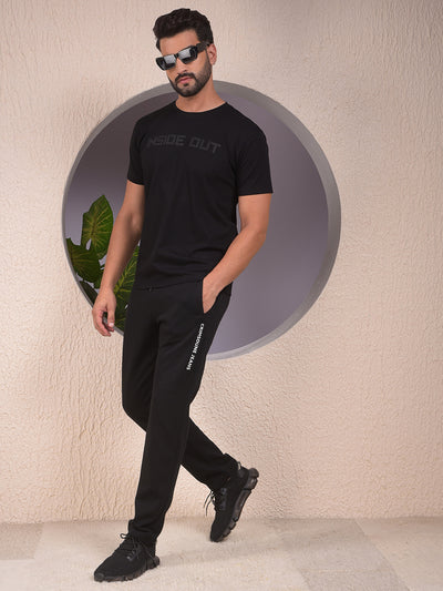 Black Typographic Print T-Shirt