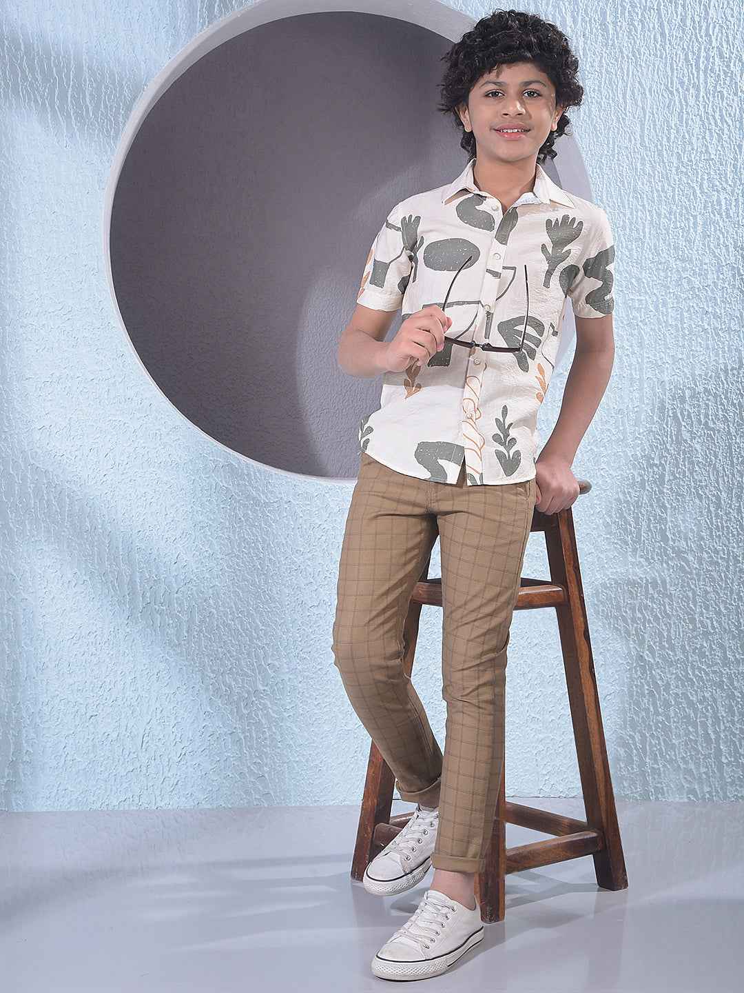 Brown Grid Check Trousers