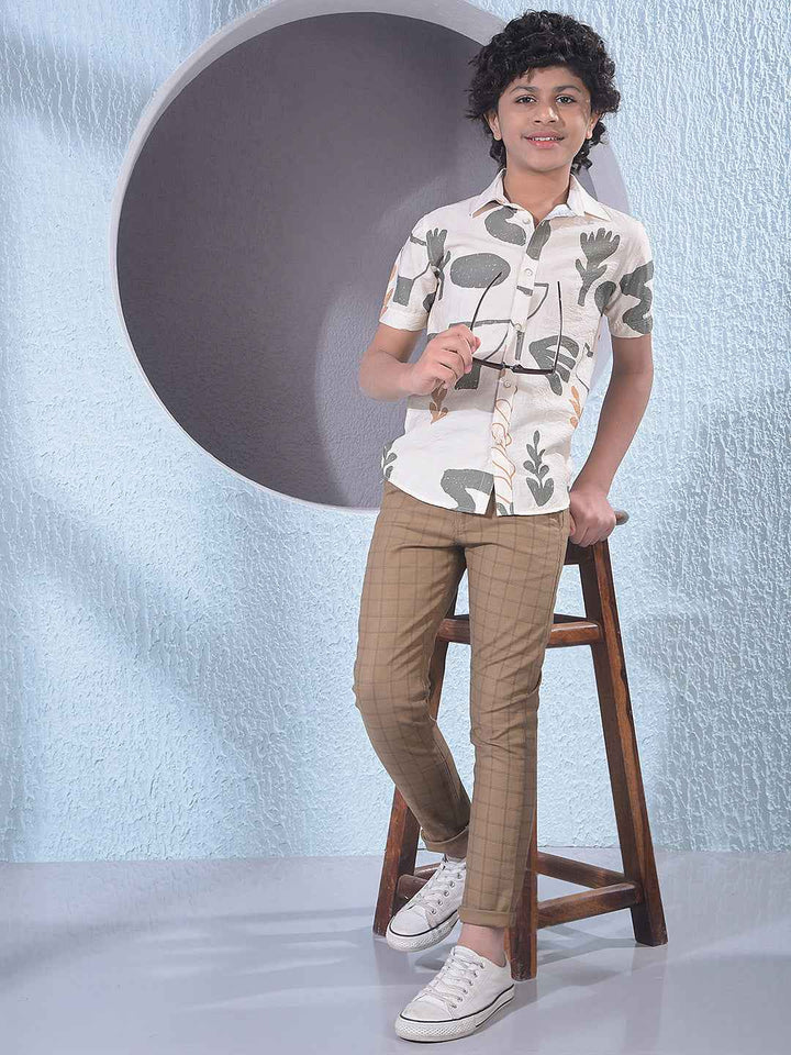 Brown Grid Check Trousers