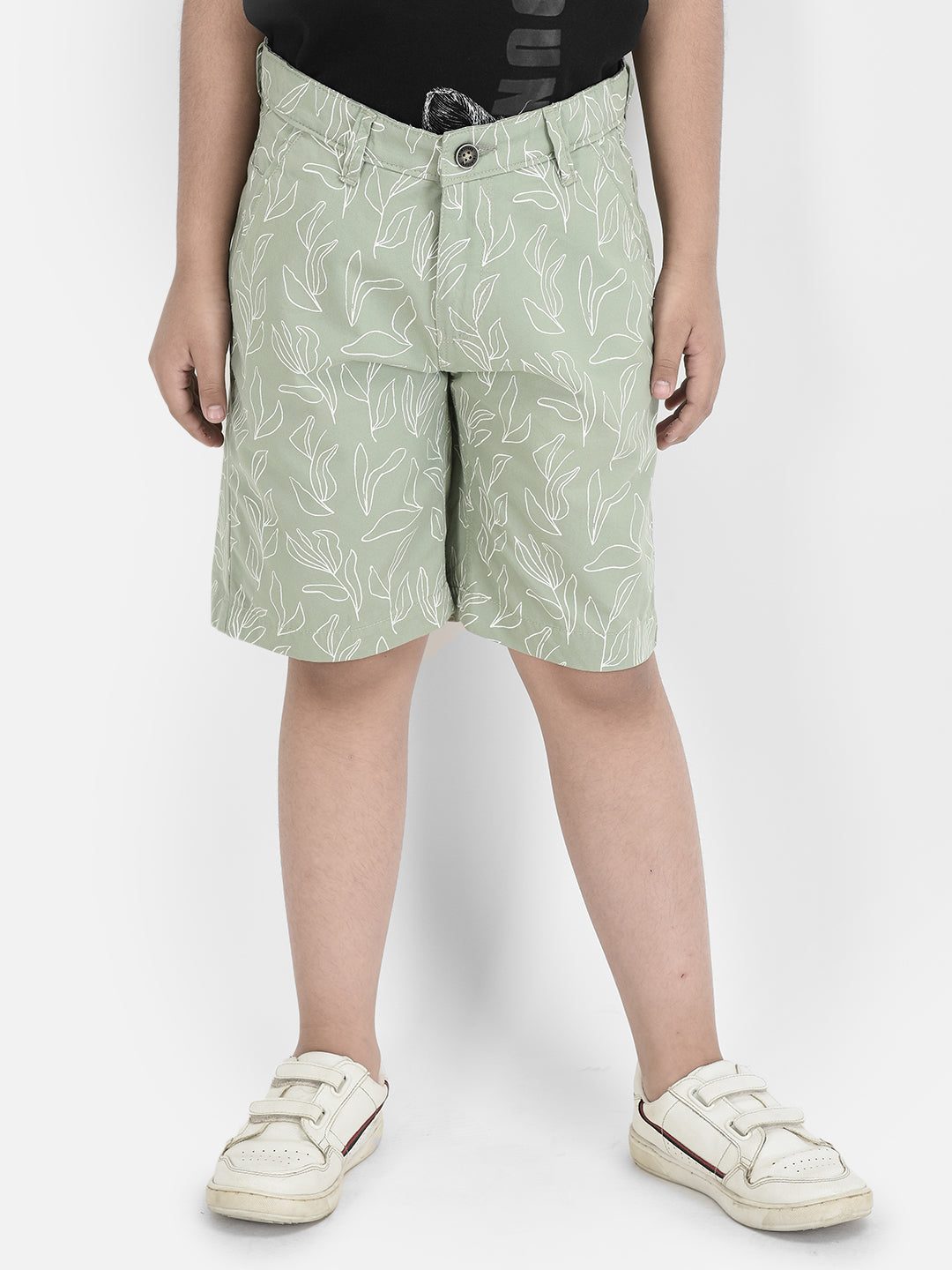 Green Floral Print 100% Cotton Shorts