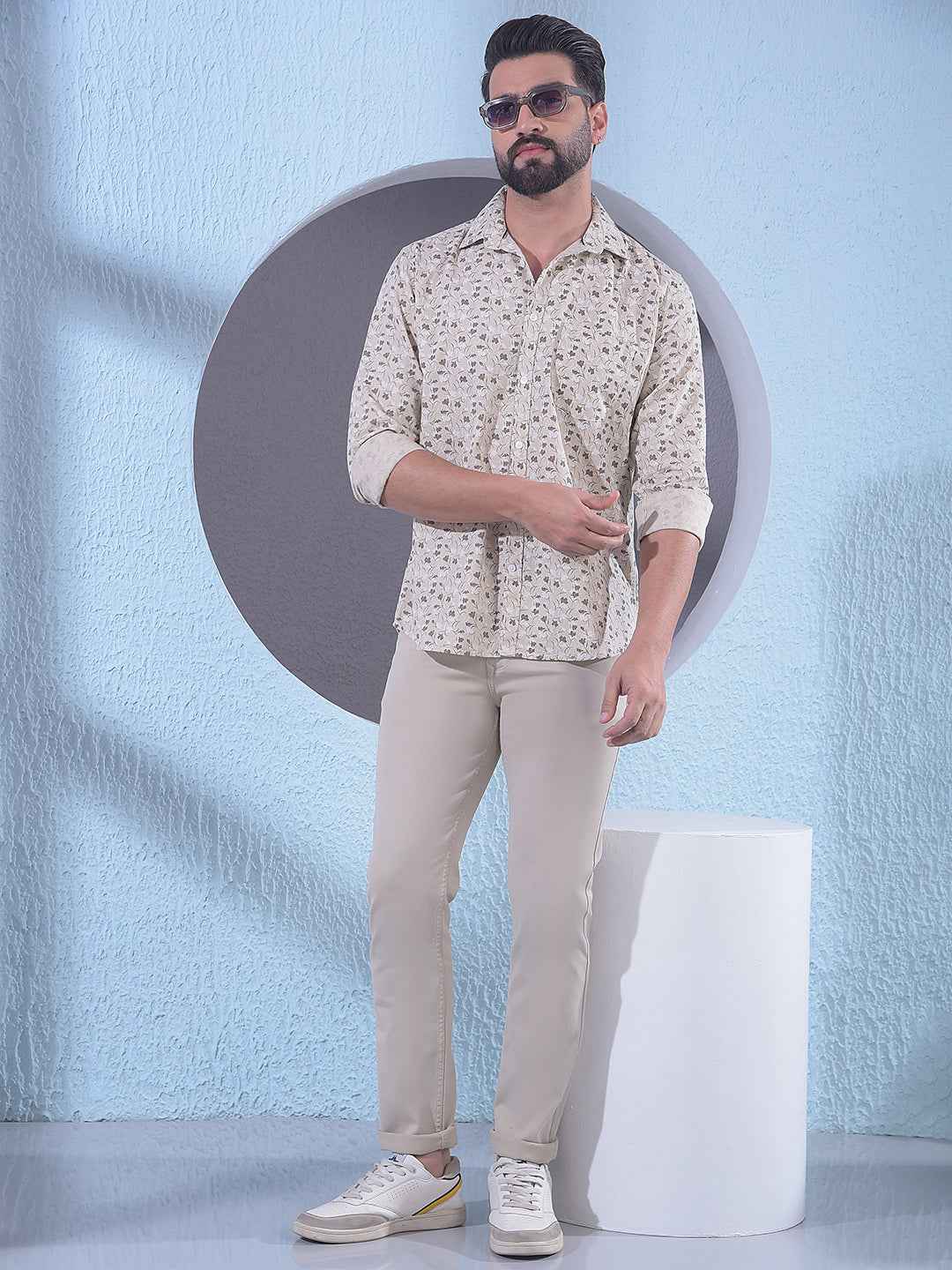 Elegant Cream Stretch Comfortable Casual Jeans