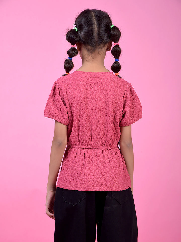 Pink Printed Peplum Top