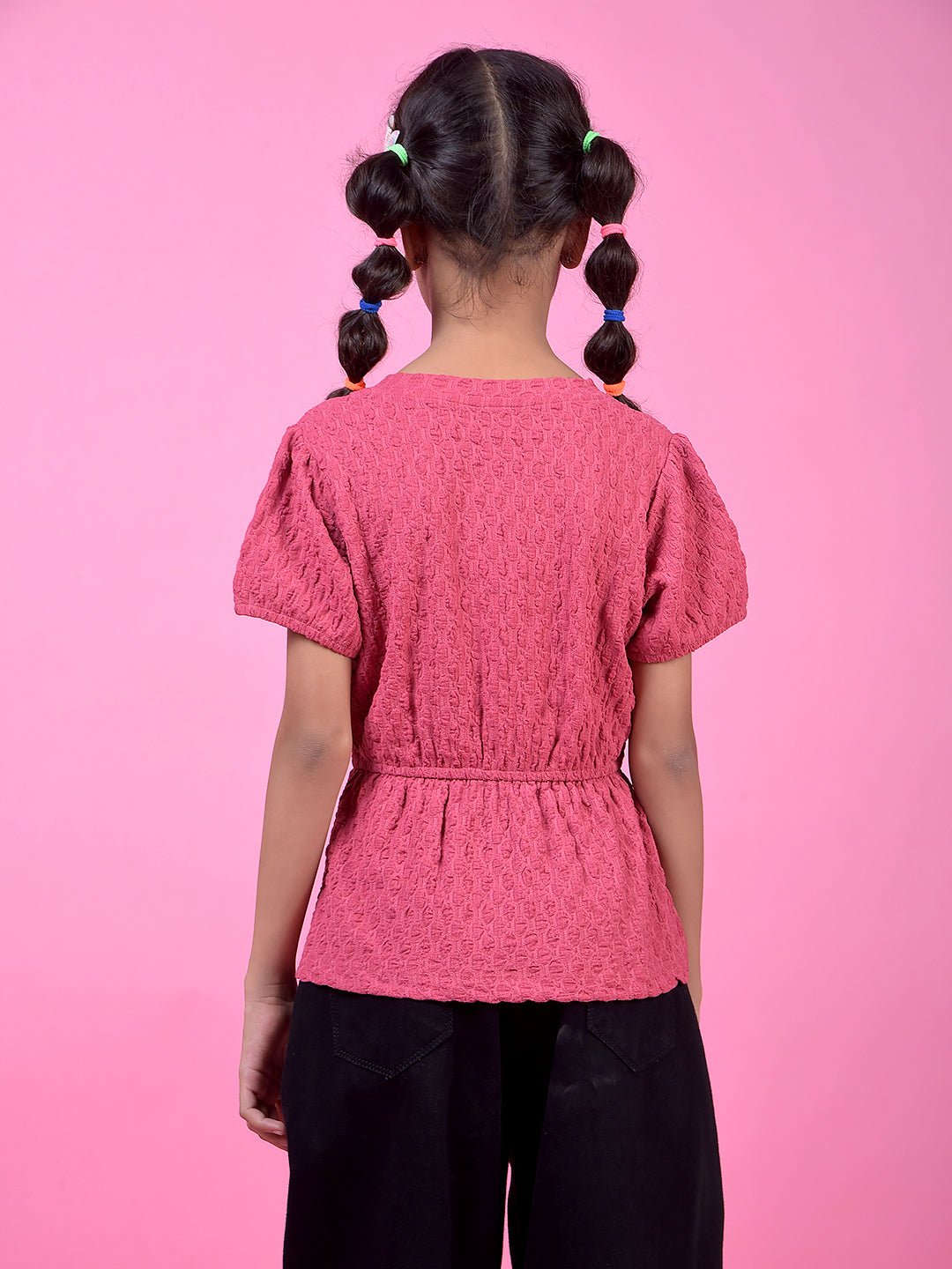 Pink Printed Peplum Top