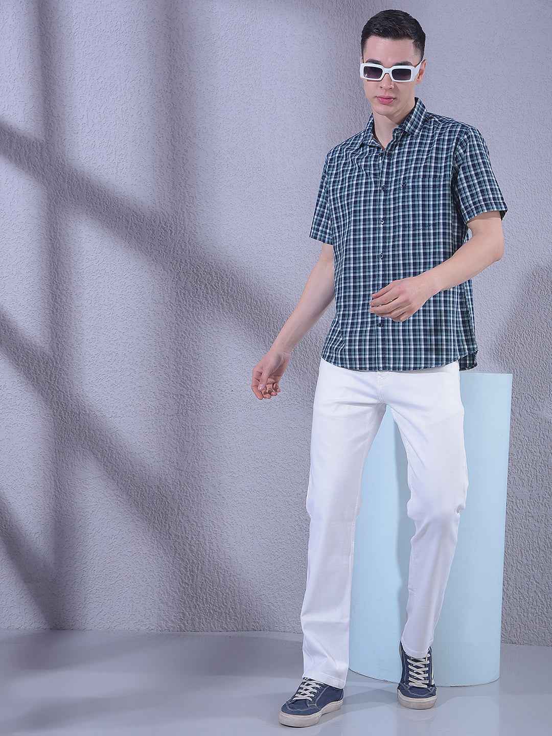 Green 100% Cotton Checked Shirt