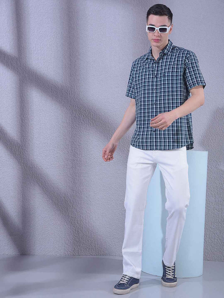 Green 100% Cotton Checked Shirt