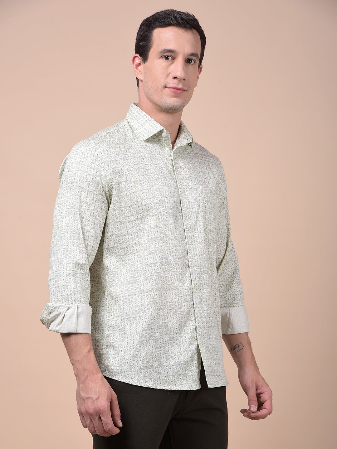 Modern Edgey Green Printed Shirt