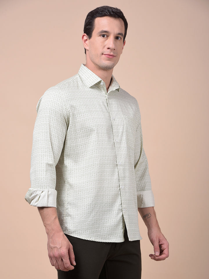 Modern Edgey Green Printed Shirt