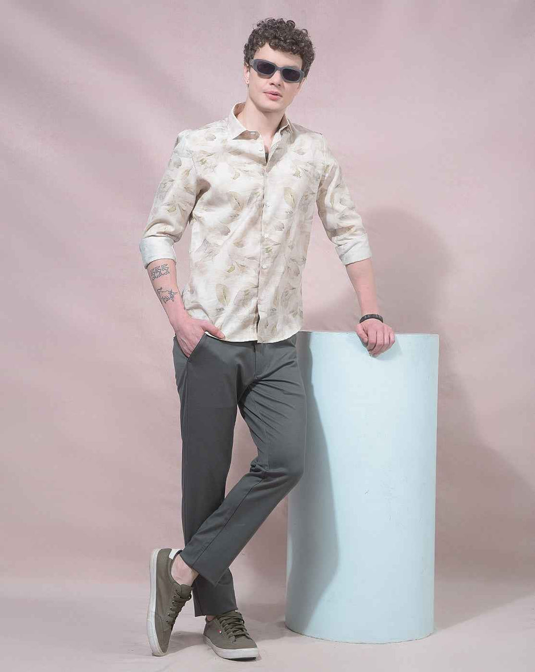 Olive Green Knitted Casual Trousers