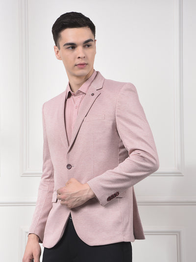 Pink Notched Lapel Single-Breasted Blazer