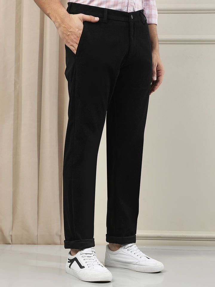 Tailored Obsidian Black Corduroy Trousers