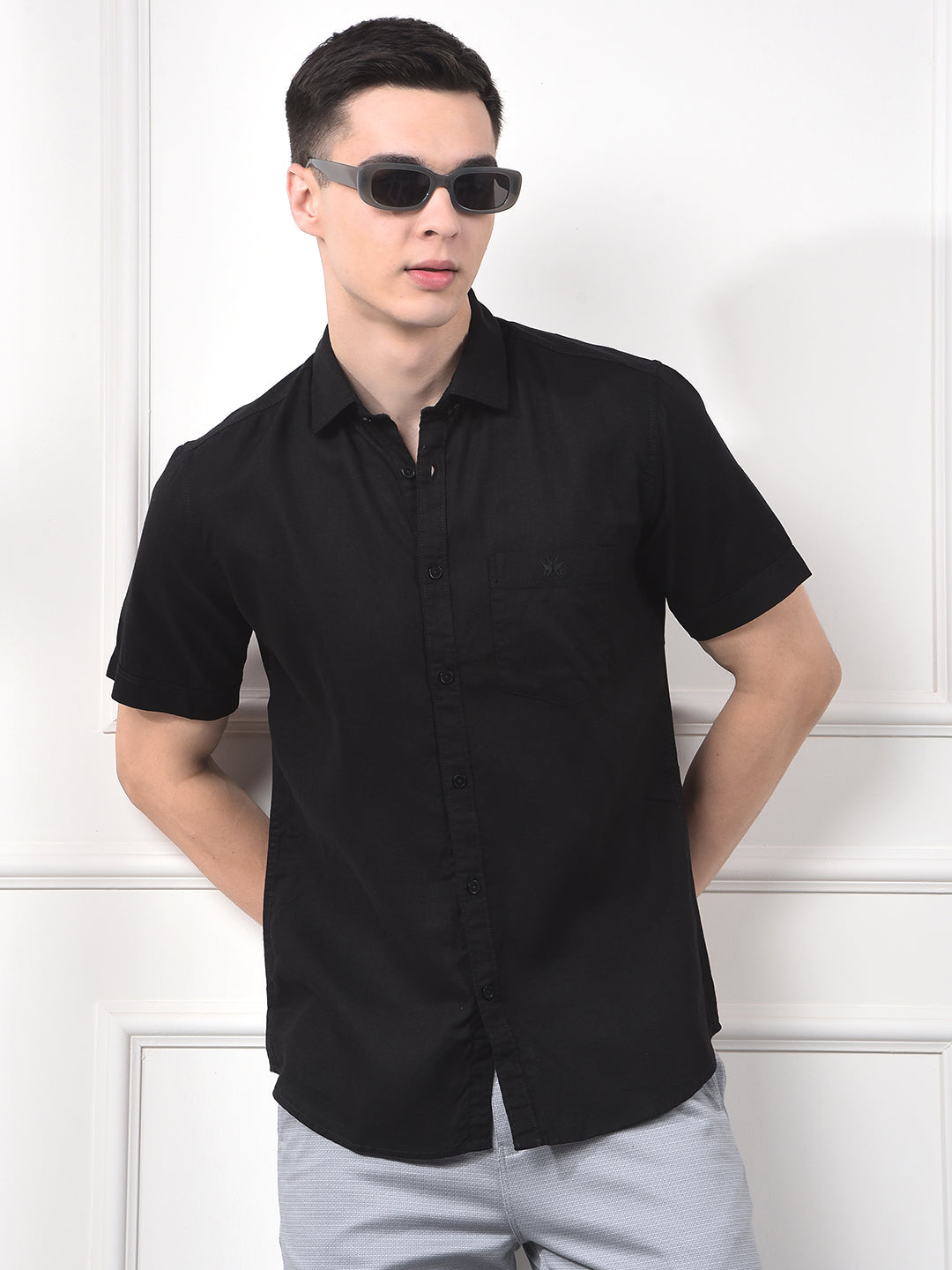 Soft Washed Linen Black Shirt