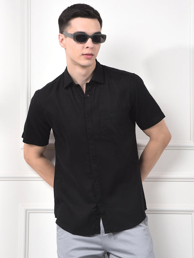 Soft Washed Linen Black Shirt