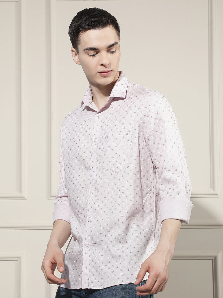 Sleek Blush Pink Printed Shirt