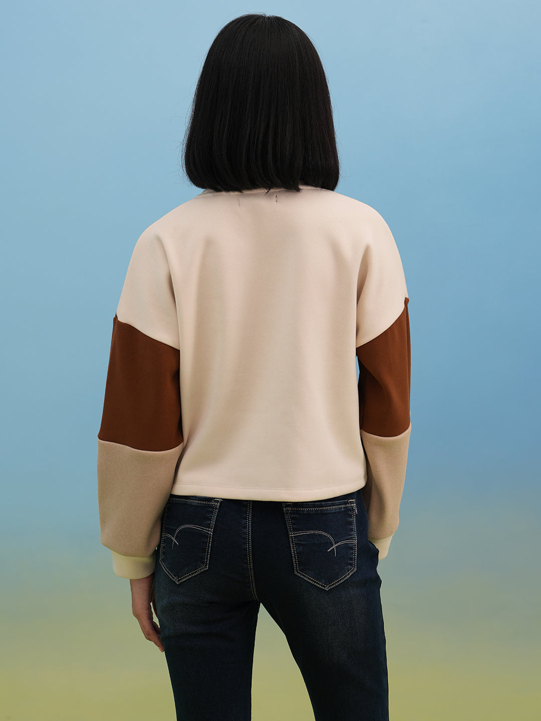 Two-Tone Cartoon Graphic Sweatshirt